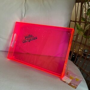 HELLO GORGEOUS,Bright Neon acrylic serving Tray,